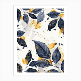 Watercolor Leaves Pattern Art Print