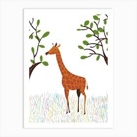 Giraffe In The Grass Art Print