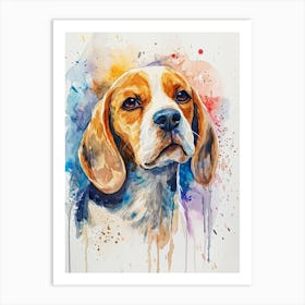 Beagle Watercolor Painting 1 Art Print