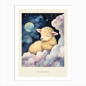 Baby Duckling 3 Sleeping In The Clouds Nursery Poster Art Print
