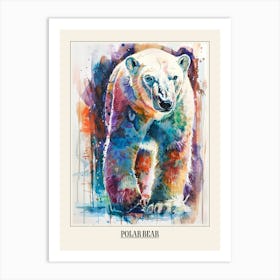 Polar Bear Colourful Watercolour 4 Poster Art Print