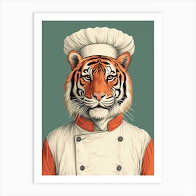Tiger Illustrations Wearing A Chef Uniform 4 Art Print