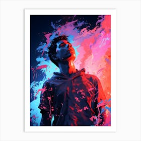 Man With Paint Splatters Art Print