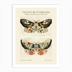 Velvet Butterflies Collection Butterfly Symphony William Morris Style 6 Art Print