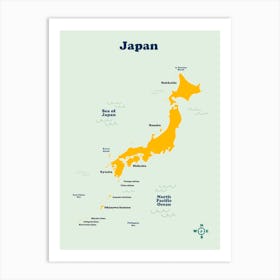 Japan Islands Map Art Print