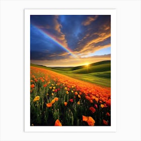 Rainbow Over Poppies Art Print