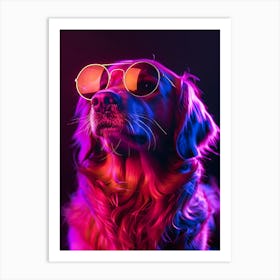 Beautiful Dog Under Neon Lights 14 Art Print