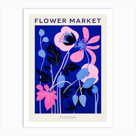 Blue Flower Market Poster Fuchsia 1 Art Print