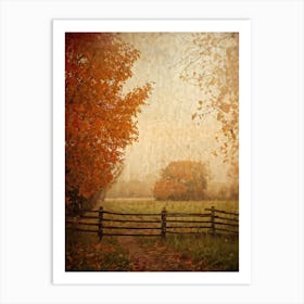 Autumn Landscape Grunge Texture Overlay Leaves In Varying Shades From Orange To Russet Decrepit W (5) Art Print