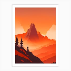 Misty Mountains Vertical Composition In Orange Tone 315 Art Print