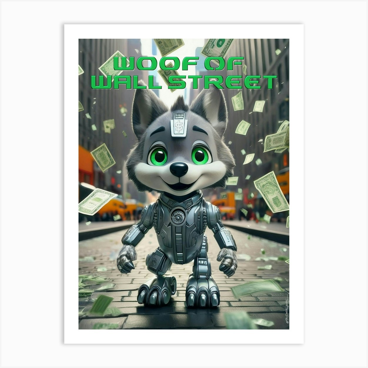Woof Of Wall Street Art Print by Theo's Picture Factory