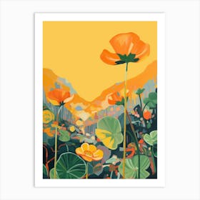 Boho Wildflower Painting Marsh Marigold 1 Art Print