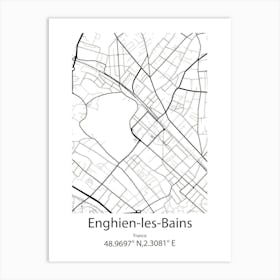 Enghien Les Bains,France Minimalist Map Art Print