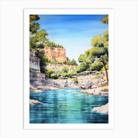 Swimming In Corsica France 2 Watercolour Art Print