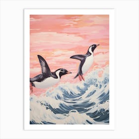 Vintage Japanese Inspired Bird Print Penguin 1 Art Print