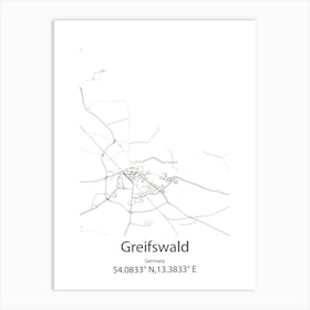 Greifswald,Germany Minimalist Map Art Print