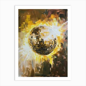 Yellow Gold Disco Ball Oil Painting Art Print