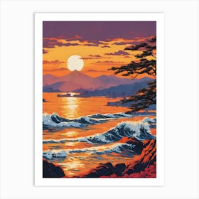 Sunset At The Beach 3 Art Print