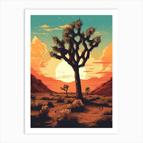  Retro Illustration Of A Joshua Tree At Sunrise 4 Art Print