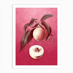 Vintage Peach Botanical in Gold on Viva Magenta n.0565 Art Print