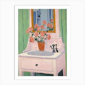 Bathroom Vanity Painting With A Foxglove Bouquet 1 Art Print