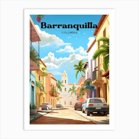 Barranquilla Columbia Street view Travel Illustration Poster