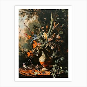 Baroque Floral Still Life Bird Of Paradise 3 Art Print