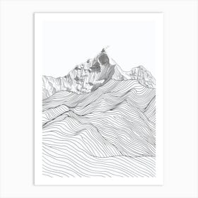 Annapurna Nepal Line Drawing 6 Art Print