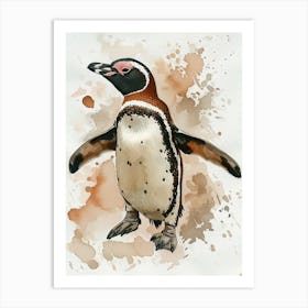 Humboldt Penguin Saunders Island Watercolour Painting 3 Art Print