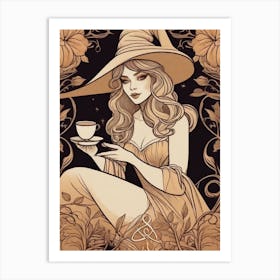 Witch With A Cup Of Coffee 4 Art Print