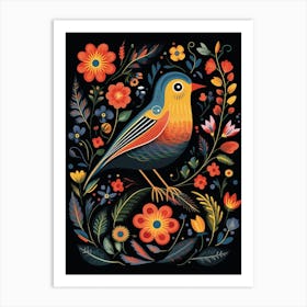 Folk Bird Illustration Sparrow 4 Art Print