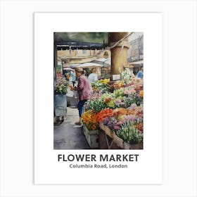 Flower Market, Columbia Road, London 3 Watercolour Travel Poster Art Print