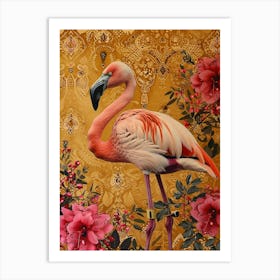 Greater Flamingo And Bougainvillea Boho Print 2 Art Print