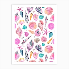 Sea Shells Tropical Pink Art Print