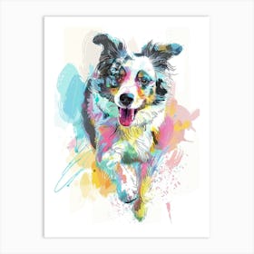 Collie Dog Pastel Line Painting 2 Art Print