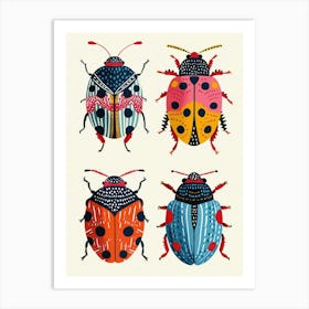 Colourful Insect Illustration Ladybug 27 Art Print