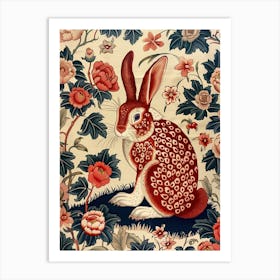 Chinese Lunar Year Of The Rabbit Brown 1 Full William Morris Style Art Print