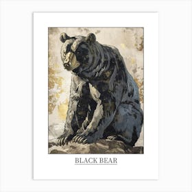 Black Bear Precisionist Illustration 3 Poster Art Print