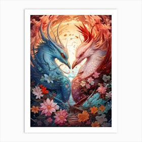 Dragon And Phoenix Illustration 7 Art Print