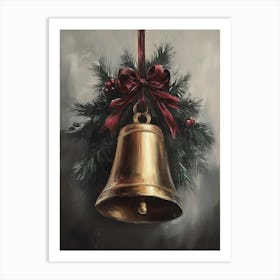 Christmas Bell With Wreath Art Print