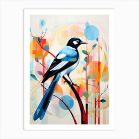 Bird Painting Collage Magpie 8 Art Print