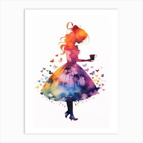 Alice In Wonderland Colourful Watercolour Art Print