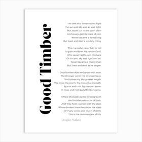 Good Timber Poem By Douglas Malloch Wall Art Print