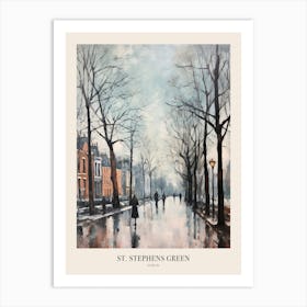 Winter City Park Poster St Stephens Green Dublin 1 Art Print