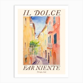 Il Dolce Far Niente Perugia, Italy Watercolour Streets 2 Poster Art Print