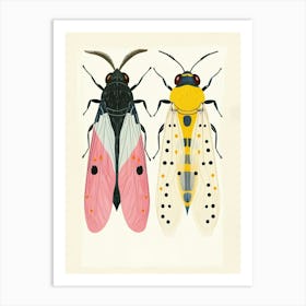 Colourful Insect Illustration Whitefly 11 Art Print