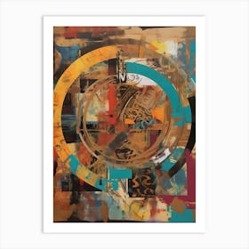 Spinning around, Abstract Collage In Pantone Monoprint Splashed Colors Art Print