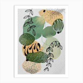 Tiger Leaves Greens Art Print