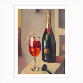 Champagne Oil Painting Cocktail Poster Art Print