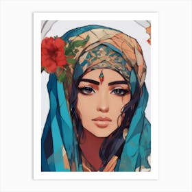 Arabic Girl abstract art High Quality Art Print